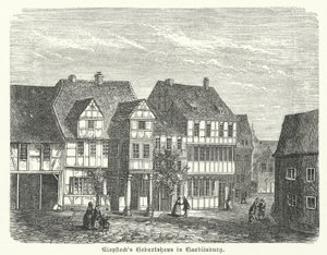 Födelseplats för poeten Friedrich Gottlieb Klopstock, Quedlinburg, Tyskland (gravyr) av German School