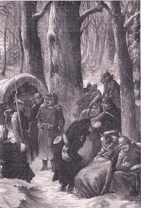 Bivack i snön, Cassells historia om kriget mellan Frankrike och Tyskland publicerad av Cassell and Company Limited, ca 1890 (litho) av German School