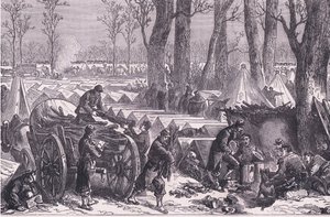 Bivack av General Du Croys trupper i skogen i Vincennes, Cassells History of the War between France and Germany publicerad av Cassell and Company Limited, c.1890 (litho) av German School