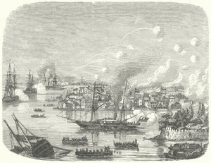 Bombardement av Kanton av det brittiska, andra opiumkriget av German School