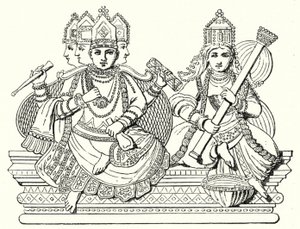 Brahma och Saraswati (gravyr) av German School