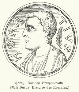 Bronsmedalj föreställande den romerske poeten Horace (litho) av German School