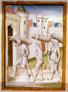 Bucherons Miniature hämtad från en tysk översättning av fablerna om "Kalila (Calila) och Dimna" av Bidpai. Chantilly från 1400-talet, Musee Conde av German School