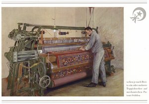 Företag för matttillverkare Halbmond-Teppichfabrik Von Koch Und Te Kock (färglitografi) av German School