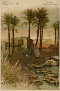 Kairo - Dahabeahs vid floden Nilen (chromolitho) av German School