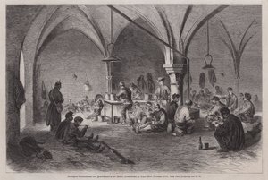 Tillfångatagna garibaldianer och franska franc-tireurs i stadshuset i Dijon, Frankrike, fransk-preussiska kriget, mitten av december 1870 (gravyr) av German School