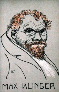 Karikatyr av Max Klinger (1857-1920) (lito i färg) av German School