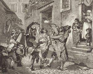Karneval i Rom, Italien. Illustration för Bilder-Atlas (gravyr) av German School
