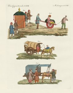 Vagn och sätt att resa i Kina (färgad gravyr) av German School