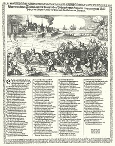 Tecknad serie som föreställer jesuiter fördrivna från Böhmen och Ungern 1620 i början av trettioåriga kriget (gravyr) av German School