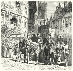 Katolska prelater återvänder till England under Maria I:s regering (gravyr) av German School