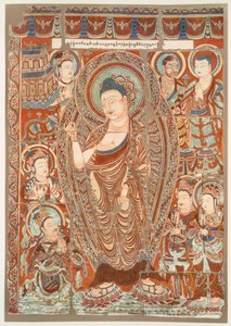 Grottmålning som visar dyrkan av Buddha Simha, pub. C1913. av German School