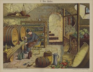 Källare (färg litho) av German School