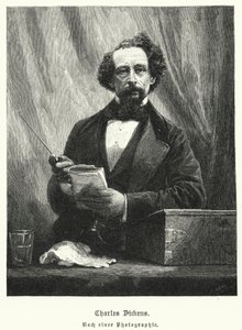 Charles Dickens, engelsk författare (litho) av German School