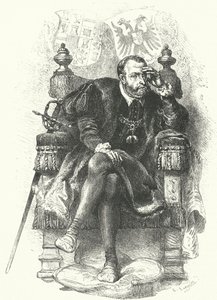 Karl V, helige romerske kejsare (gravyr) av German School