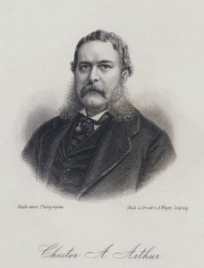 Chester A Arthur, amerikansk politiker och USA:s 21:e president (gravyr) av German School