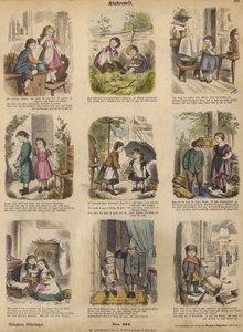 Barndom (färgad gravyr) av German School