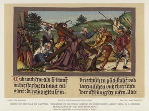 Kristus på väg till Golgata (färg litho) av German School