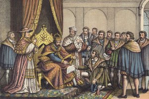 Christian Bayer läser Augsburgs bekännelse (chromolitho) av German School