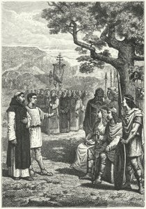Kristna missionärer i England (gravyr) av German School