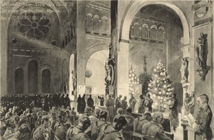 Julfirande i Flandern kyrka av German School