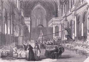 Kyrkan i Paris omvandlad till sjukhus, Cassells historia om kriget mellan Frankrike och Tyskland publicerad av Cassell and Company Limited, ca 1890 (litho) av German School