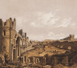Maxentius cirkus, Rom (färglitografi) av German School