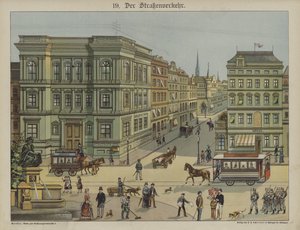 Stadstransport (färg litho) av German School