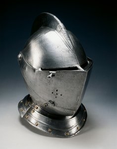 Stäng hjälm för fältet, c.1550-70 (stål, järn, läder & mässing) av German School