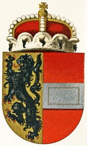 Salzburgs vapen, med en prinshatt vilande på skölden, ca 1898 av German School