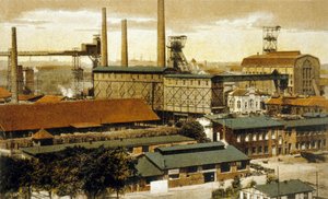 Concordia kolgruva, Oberhausen, Tyskland (färggravyr) av German School