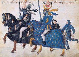 Tävlande utrustade för en turnering, ca 1640 (penna och bläck, akvarell och tvättar) av German School