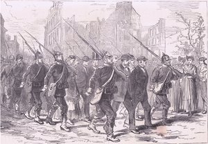 Konvoj av fångar, Cassells historia om kriget mellan Frankrike och Tyskland publicerad av Cassell and Company Limited, ca 1890 (litho) av German School