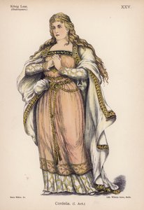 Cordelia, från Shakespeares King Lear (färg litho) av German School