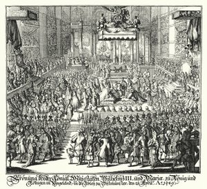 Kröning av kung William III och drottning Mary i Westminster Abbey av German School