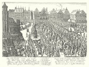 Kröningsprocession av den helige romerske kejsaren Ferdinand II, Frankfurt av German School