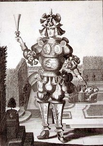 Kostym för en glas- och porslinshandlare, utgiven av Gerard Valck (1651/2-1726) ca 1690 (gravyr) av German School