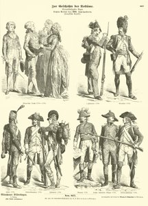 Kostymer och militäruniformer från det republikanska Frankrike, 1790-talet av German School