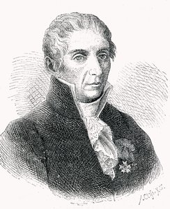Greve Alessandro Volta (1745-1827) graverad av Adolf Closs (1840-94) av German School