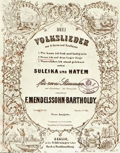 Omslag till partituret till Drei Volkslieder av Felix Mendelssohn av German School