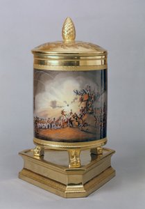 Täckt kruka föreställande stormningen av Ciudad Rodrigo, från den preussiska middagsserveringen, Berlin, 1816-19 (porslin och förgylld)