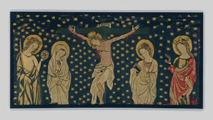 Crucifixion, made in Constance, c.1325–50 (linne, ull & silke) av German School