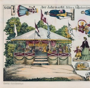 Utklippsark med en tivolikarusell, utgiven av Kanning, 1860 av German School