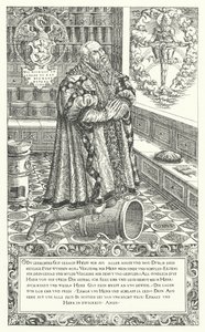 Cyriacus Schnaus, apotekare i 1500-talets Nürnberg (gravyr) av German School