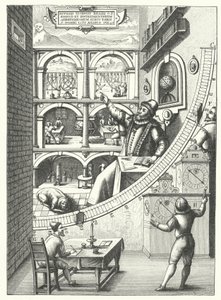 Danske astronomen Tycho Brahes väggmålningskvadrant i sitt observatorium i Uraniborg, Hven, Danmark av German School