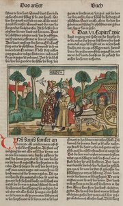 David och förbundsarken, sent 1400-tal (handfärgat träsnitt) av German School