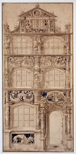 Utsmyckning av en husfasad av Hans Holbein Le Jeune (1497-1543) (Ec. All.) Dim. 0,58 x 0,27 m Paris. Louvren av German School