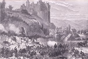 Defense of Chateaudun, Cassells historia om kriget mellan Frankrike och Tyskland publicerad av Cassell and Company Limited, ca 1890 (litho) av German School