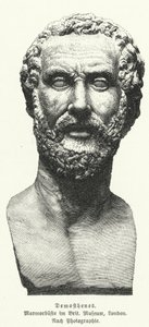 Demosthenes, antik grekisk statsman och talare (litho) av German School