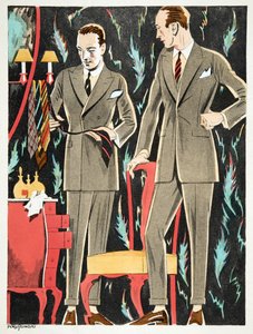 Der Arbiter, outfits av Fasskessel & Muntmann, från Styl, pub.1922 (pochoirtryck) av German School